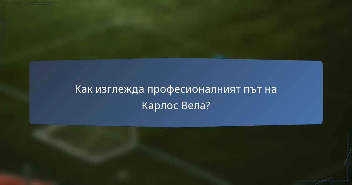 Как изглежда професионалният път на Карлос Вела?