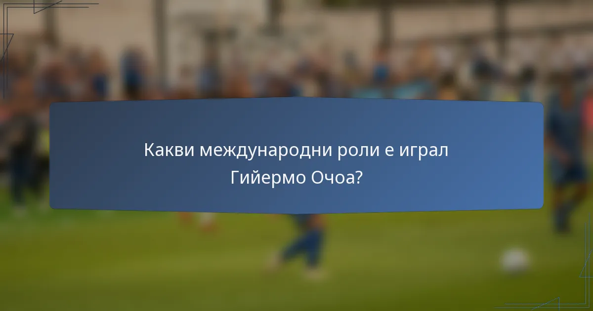 Какви международни роли е играл Гийермо Очоа?