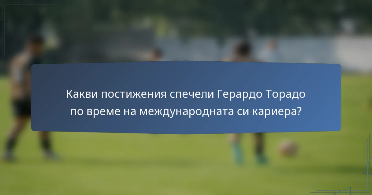 Какви постижения спечели Герардо Торадо по време на международната си кариера?