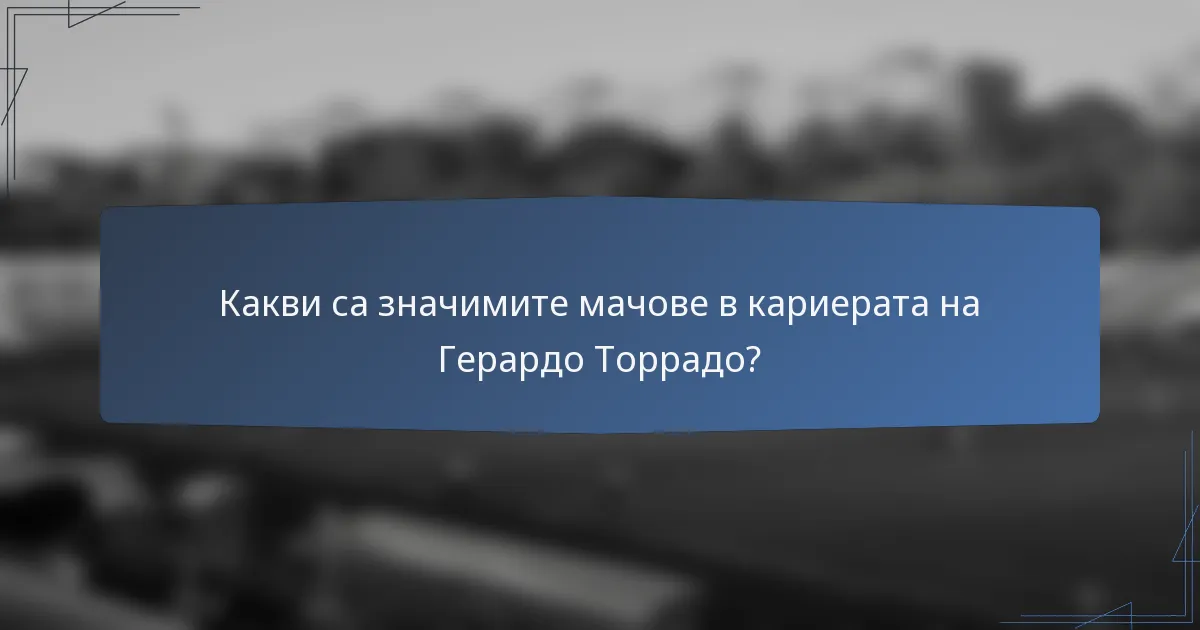 Какви са значимите мачове в кариерата на Герардо Торрадо?
